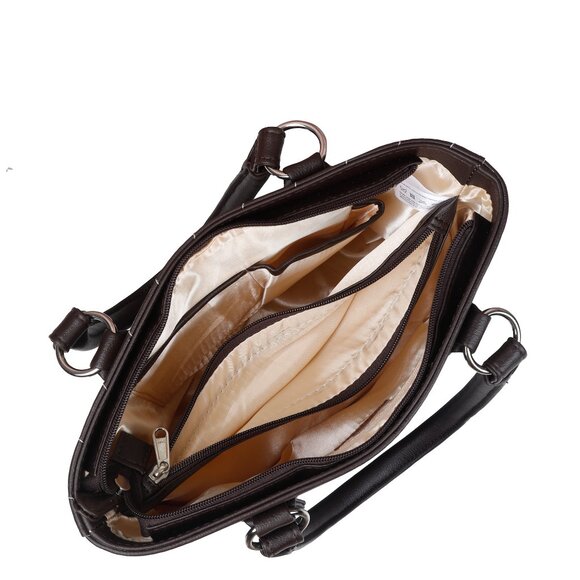 Women’s Vegan Leather Brown Top-Handle Handbag | Crossbody Sling Bag, Purse - Picture 5 of 10